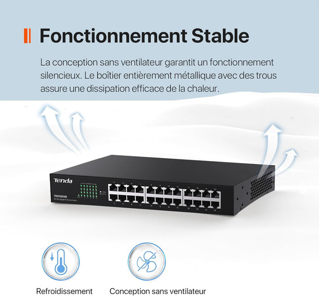 Tenda TEG1024D – Switch Ethernet 24 Ports Gigabit | Plug & Play | Rackable