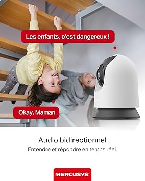 Mercusys MC210 – Caméra WiFi Intérieure 2K 360° avec Suivi Intelligent