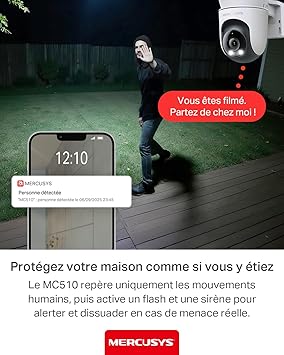 Mercusys MC510 – Caméra WiFi Extérieure 2K 360° avec Vision Couleur