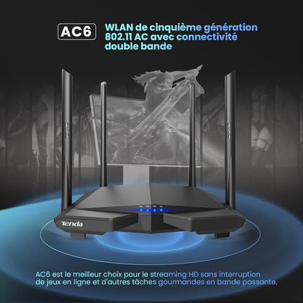 Tenda AC6 – Routeur Wi-Fi Dual-Band AC1200 | 4 Ports Gigabit