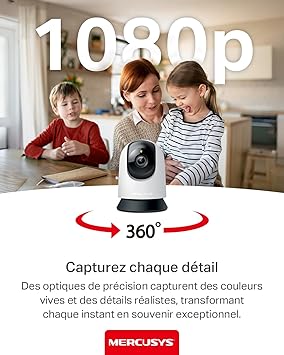 Mercusys MC200 – Caméra WiFi Intérieure 1080p 360° avec Suivi Intelligent