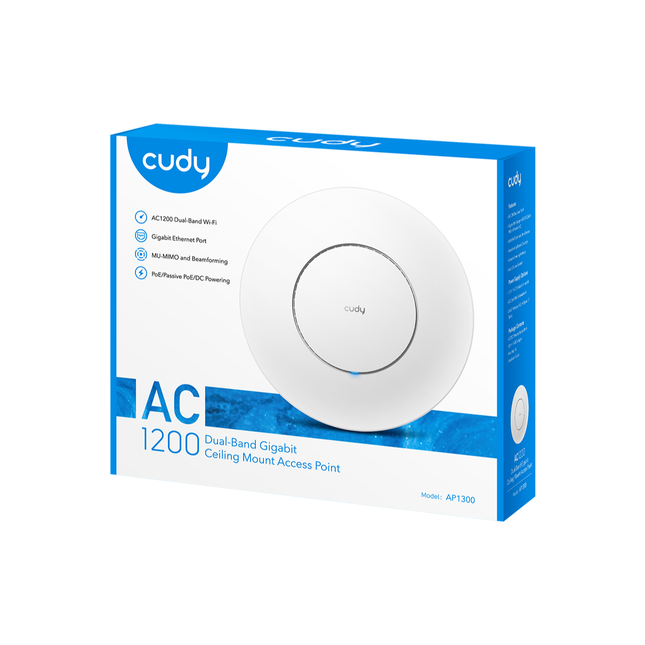 Cudy AP1300 Gigabit Point D'accès, Solution Wi-Fi Professionnelle, Maillage, Formation De Faisceaux, MU-MIMO, Alimentation PoE Ou CC, AP1300