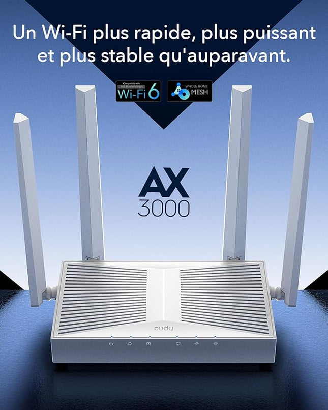 Cudy WR3000E – Routeur WiFi 6 AX3000 / 5 ports Gigabit / Mesh & VPN