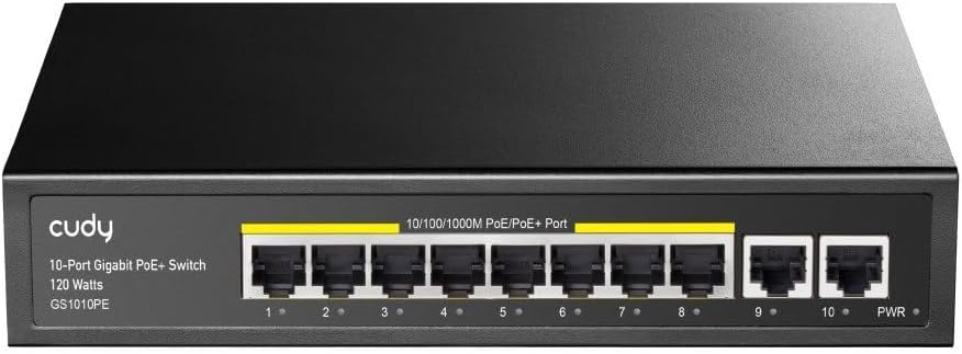 Cudy GS1010PE – Switch Gigabit PoE+ 8+2 Ports | 120W | Sans Ventilateur | Plug & Play