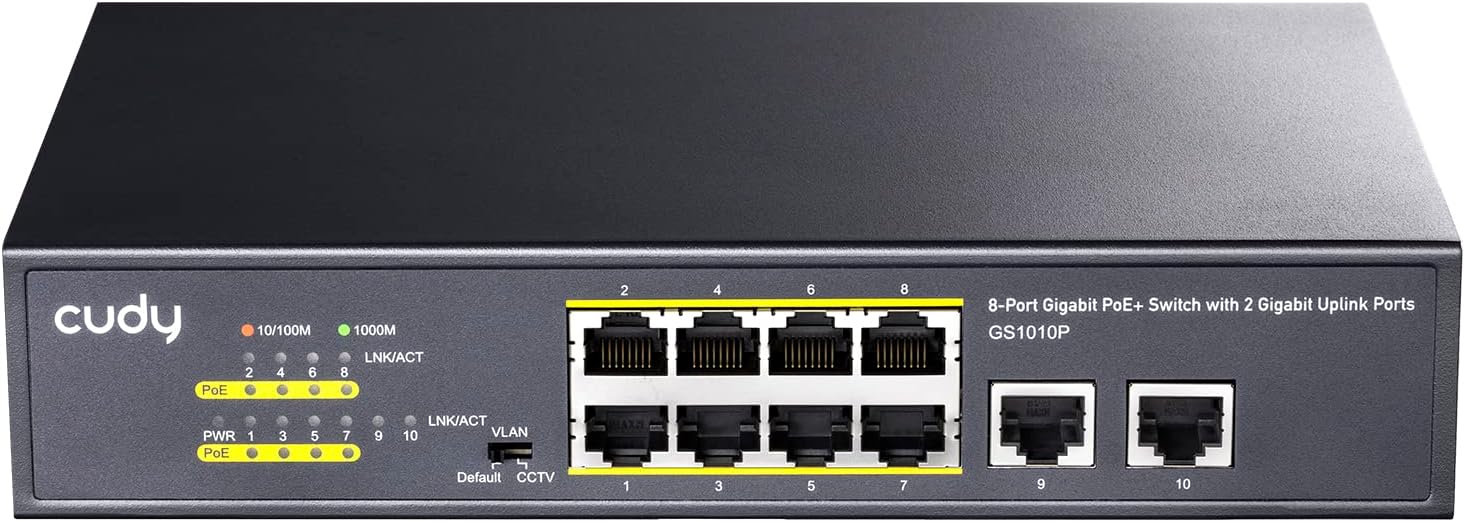Cudy GS1010P – Switch PoE+ 8+2 Ports Gigabit | 120W | Plug & Play