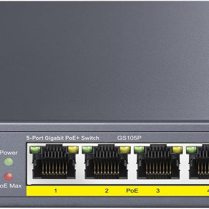 Cudy GS105P – Switch Gigabit 5 ports PoE+ (4 ports PoE+ 802.3af/at, boîtier métal) – 36 W