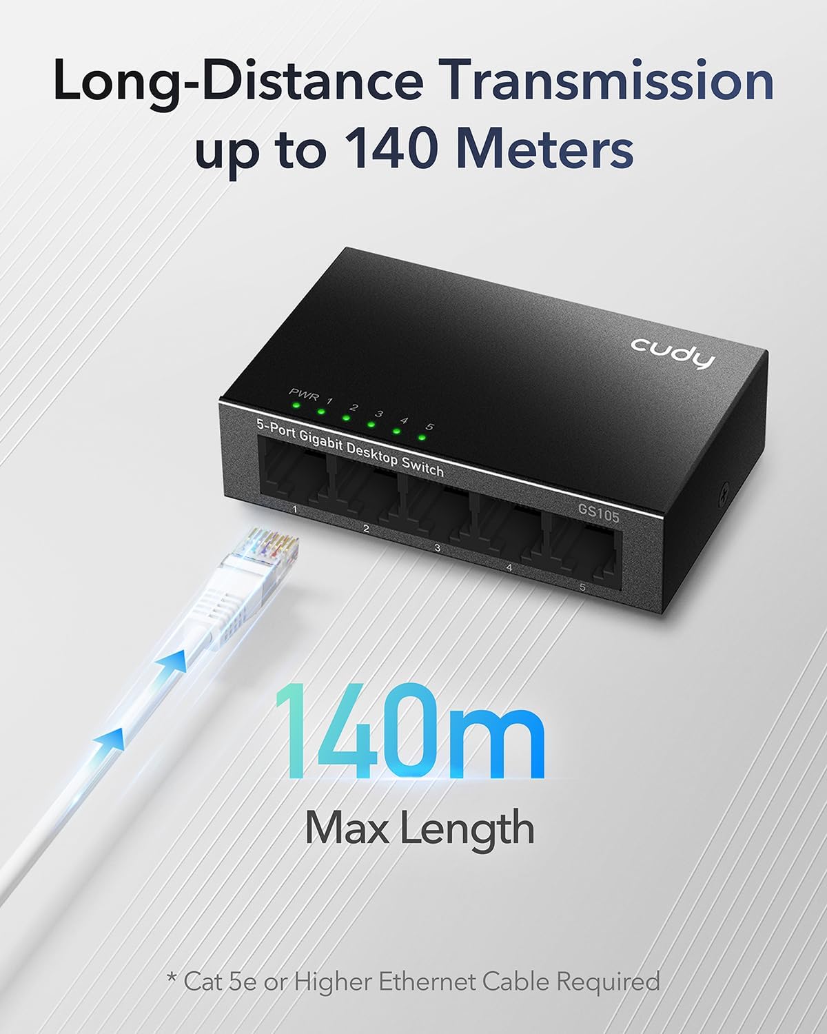 Cudy GS105 – Switch Ethernet Gigabit 5 (10/100/1000 Mbps) • Boîtier Métal