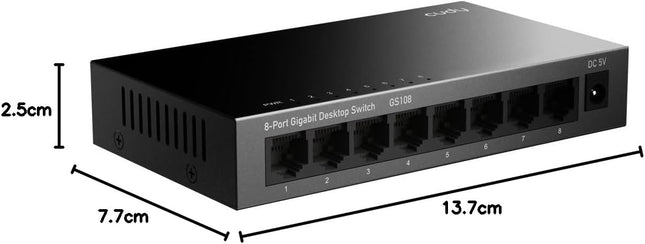 Cudy GS108 Switch Ethernet Gigabit 8 Ports –  Boîtier Métallique Robuste