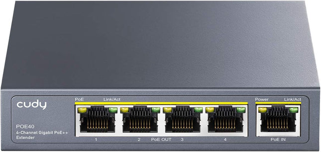 Cudy Extendeur PoE 1→4 Gigabit | Booster PoE+ | 802.3af/at/bt | Montage Mural