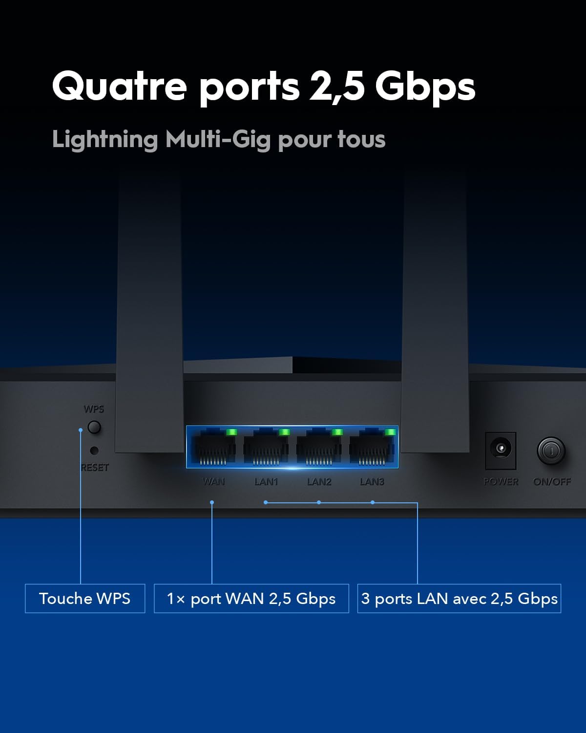 Cudy BE11000 – Routeur WiFi 7 Tri-Bande | Jusqu’à ~10,6 Gb/s | 4 ports 2,5 G