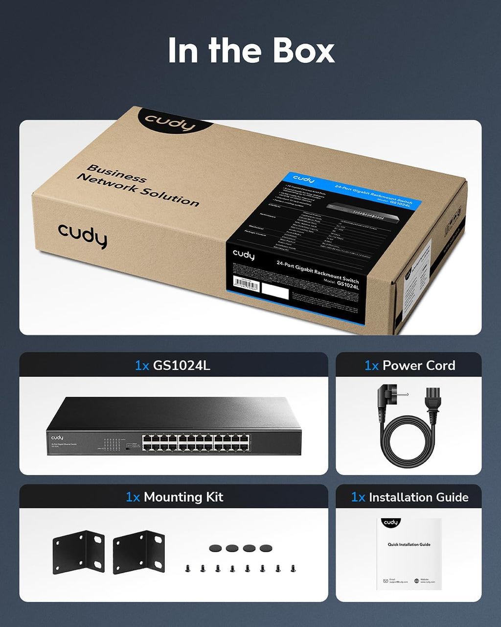 Cudy GS1024 – Switch Ethernet Gigabit 24 Ports • Boîtier Métal Robuste • Plug & Play • 48 Gbps