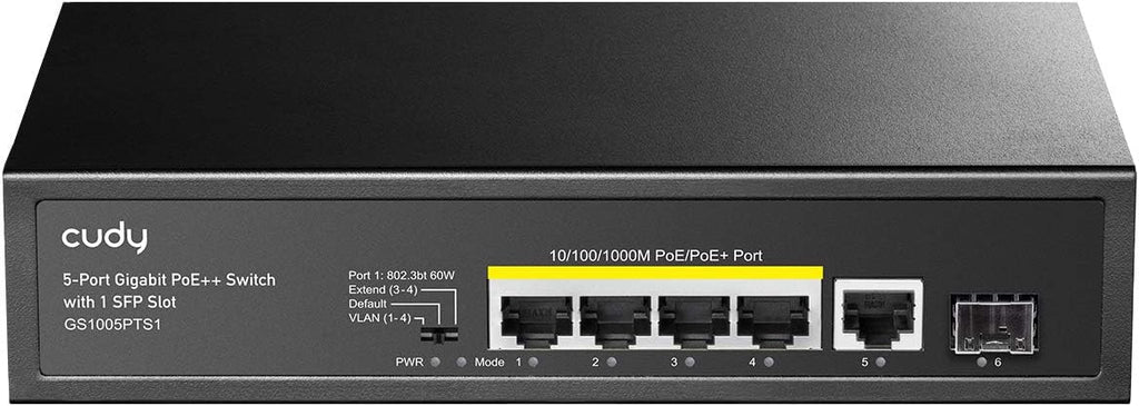 Cudy GS1005PTS1 – Switch PoE+ 5 Ports Gigabit | 120W | Port 60W | VLAN | 250m