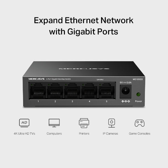 Switch Gigabit 5 ports Mercusys TP‑Link MS105GS