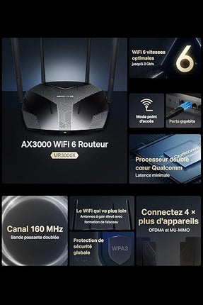 Mercusys MR3000X – Routeur WiFi 6 3000 Mbps