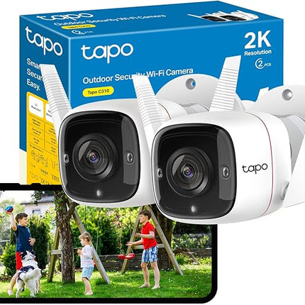 Tapo C310P2 Lot de 2 Caméras Extérieures 2K – Sans Fil & Filaire