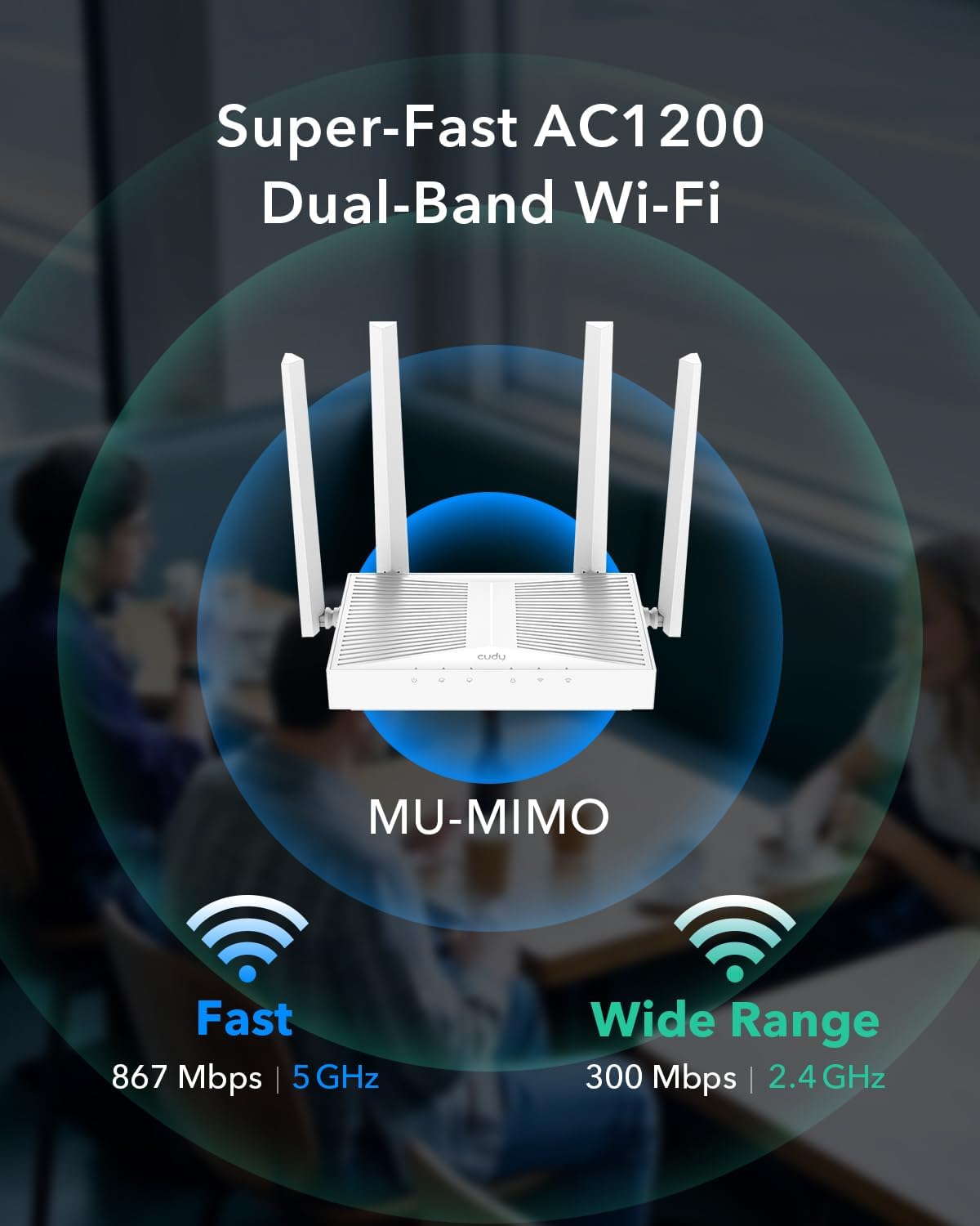 Cudy AP1300D Gigabit Point d'accès sans fil, Gigabit RJ45, solution WiFi d'entreprise avec support en maille, MU-MIMO, PoE ou alimentation CC