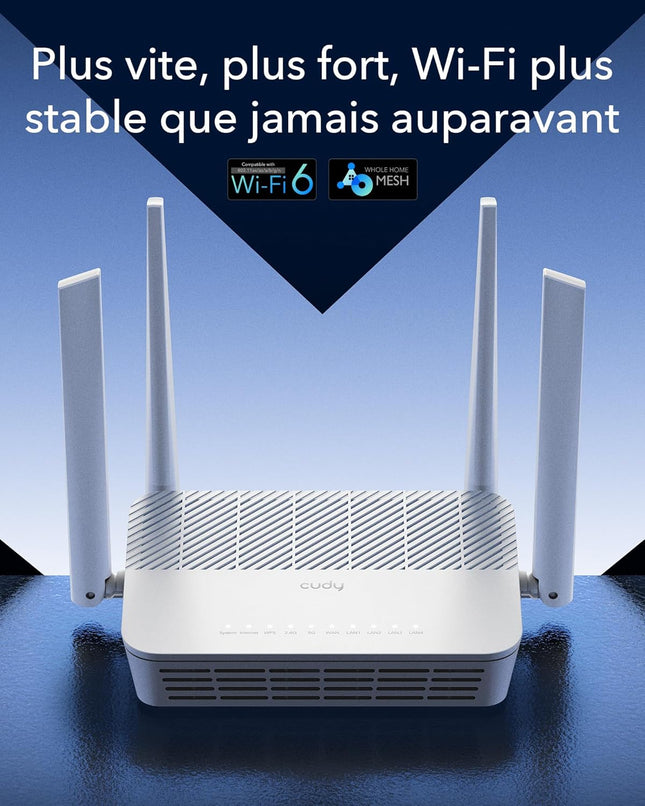 Cudy WR3000S – Routeur WiFi 6 AX3000 / 5 ports Gigabit / Mesh & VPN